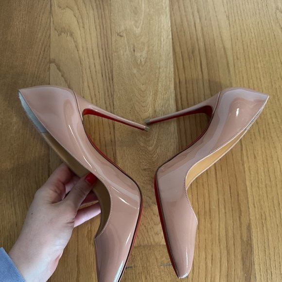 Christian Louboutin Pigalle Pumps Patent Leather Stiletto Heels Sz 38 in Nude - Picture 7 of 15